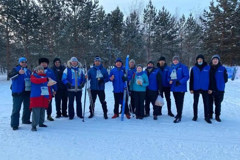 Столичный филиал партии «Ак жол» провел лыжный марафон