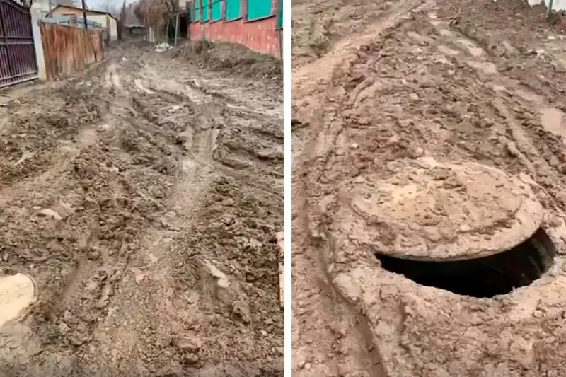 Огромные дыры в дорогах и грязь сняли на видео алматинцы
