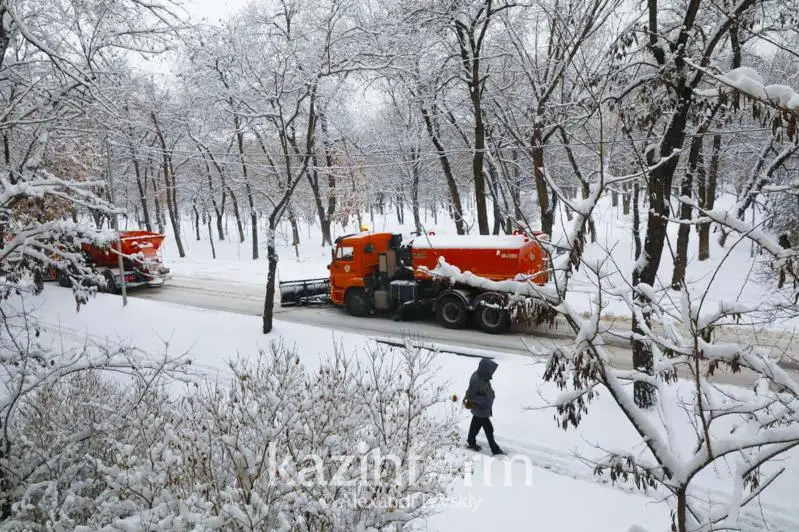 До 20 сантиметров снега выпало в Алматы: около 1500 человек чистят улицы