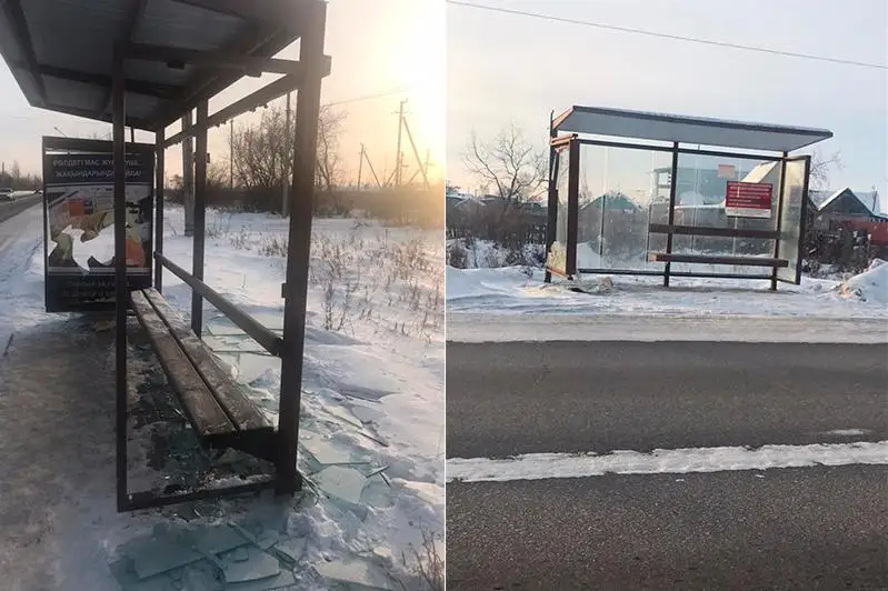 Три остановки на 1,3 млн тенге разбили хулиганы в Петропавловске