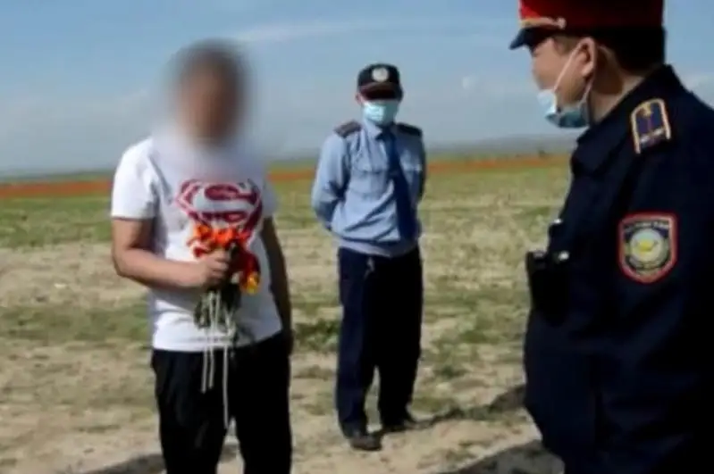 Сорвавшего краснокнижные тюльпаны мужчину задержали в Туркестанской области