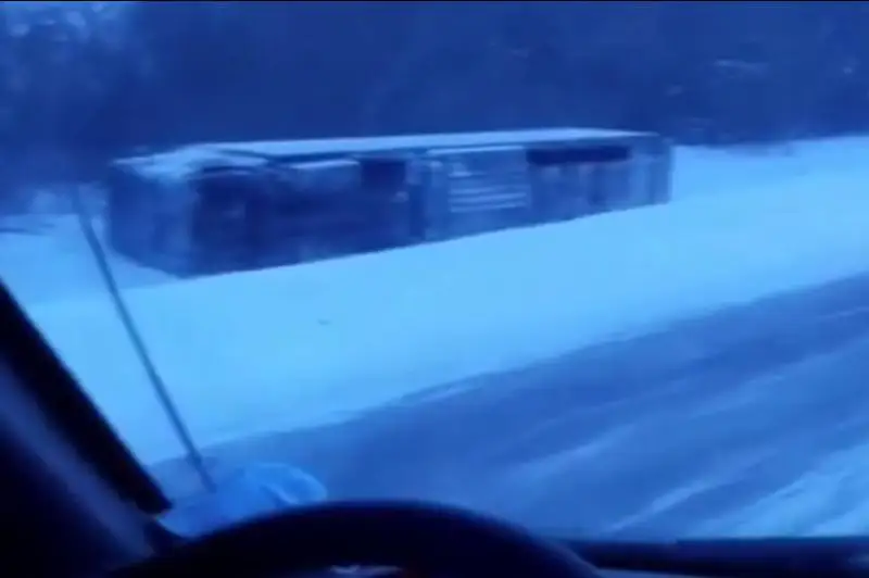 В Павлодарской области в кювет с трассы слетела фура из Беларуси