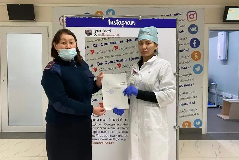 Более четырех литров донорской крови сдали сотрудники ДУИС в Караганде