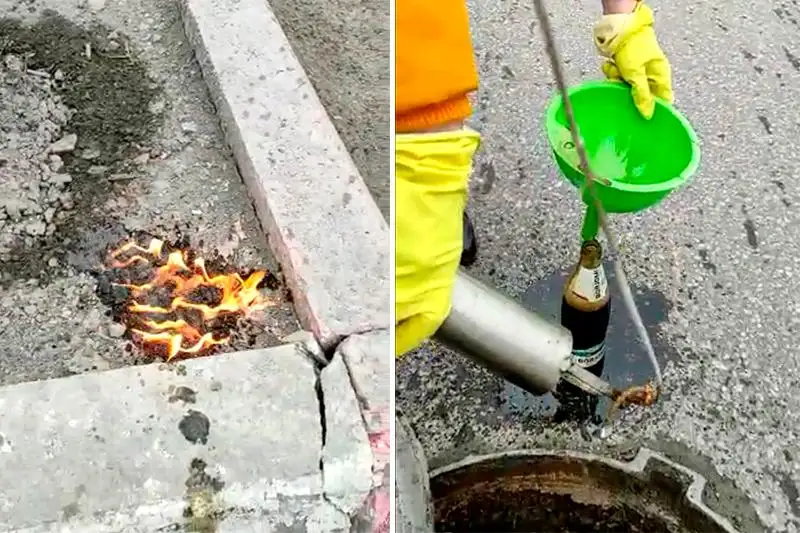 «Огненную» жидкость обнаружили в ливневой канализации в Костанае