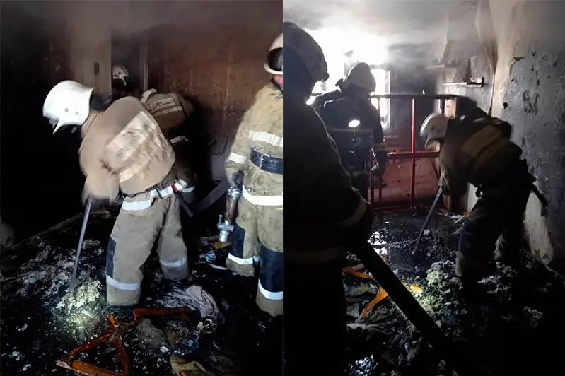 14 человек спасли во время пожара в Караганде