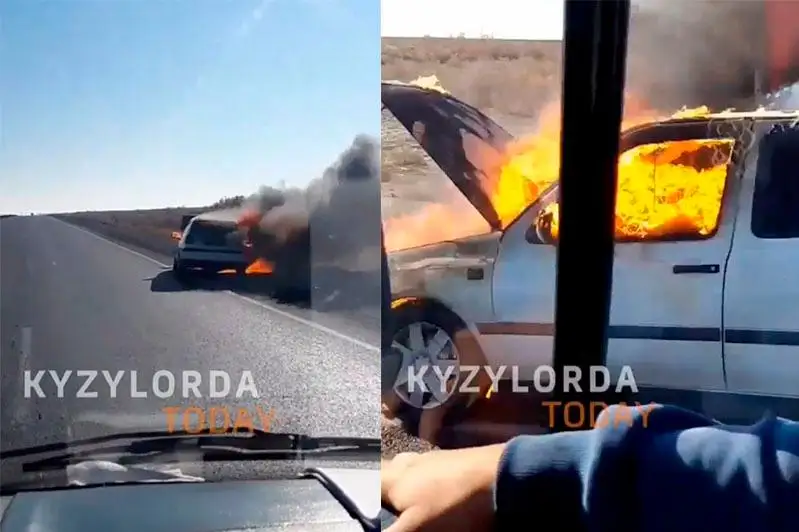Қызылорда облысында автокөлік толығымен жанып кетті