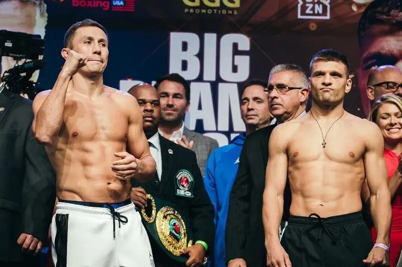GGG мен Деревянченко жекпе-жек алдында салмақ  өлшеу рәсіміне қатысты