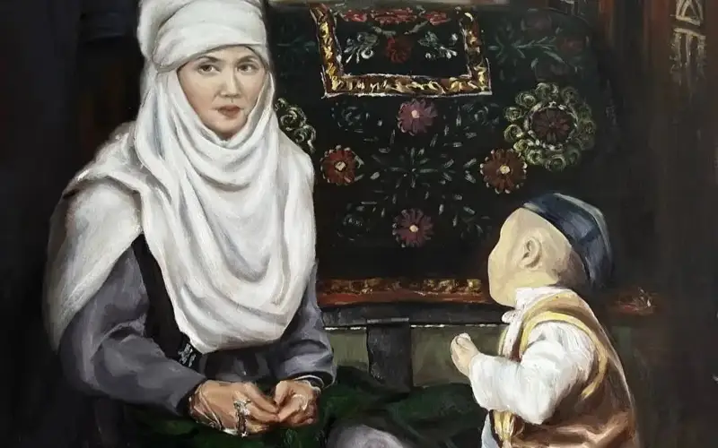 "Ana men Bala" (Mother and Child) by Assemgul Suleimenova