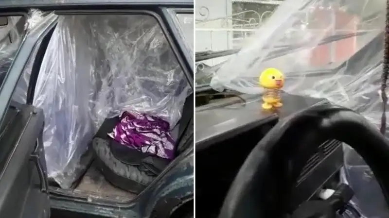 Salonyn polıetılenmen qorshap qoıǵan jambyldyq kóligin kýáliksiz júrgizgen