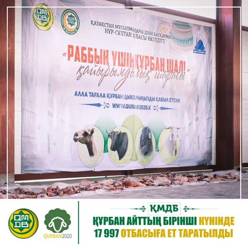 QMDB: Qurban aıttyń birinshi kúninde 17 997 otbasyǵa et taratyldy