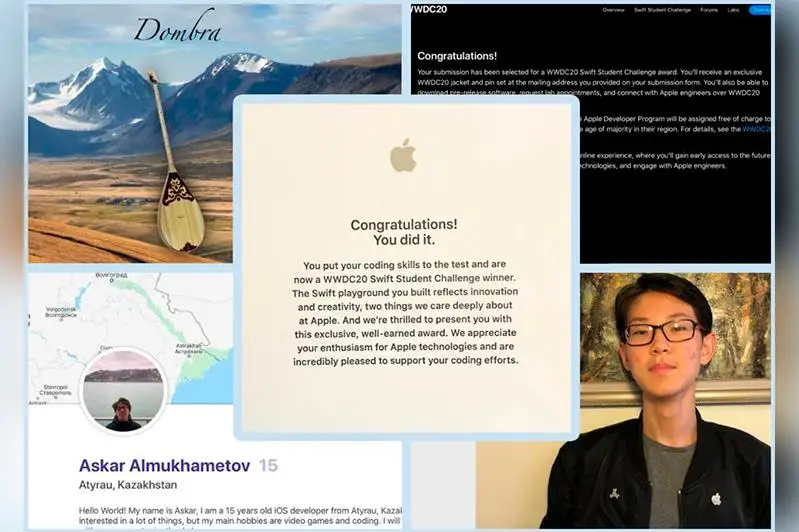 Apple qazaqstandyq oqýshyny dombyra shertýdi úıretetin baǵdarlama úshin marapattady