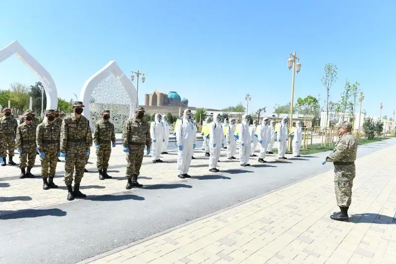 Túrkistan oblysynda arnaıy jasaqtalǵan ásker dezınfektsııalaý sharalaryna qatysady
