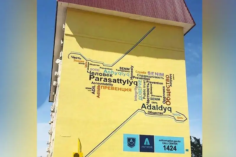 Atyraýda úıdiń qabyrǵasyna jemqorlyq taqyrybynda karta salyndy