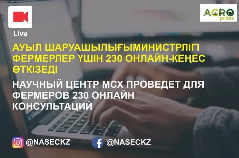 Aýyl sharýashylyǵy mınıstrligi fermerlerge 230 onlaın-keńes ótkizedi