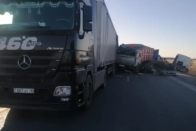 Фура из Казахстана попала в ДТП на трассе Челябинск-Троицк в России