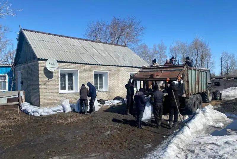 Костанайские спасатели приступили к откачке воды из домов в селе Карамырза