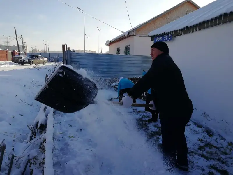 Молодежь Нур-Султана помогает ветеранам и пенсионерам в уборке снега