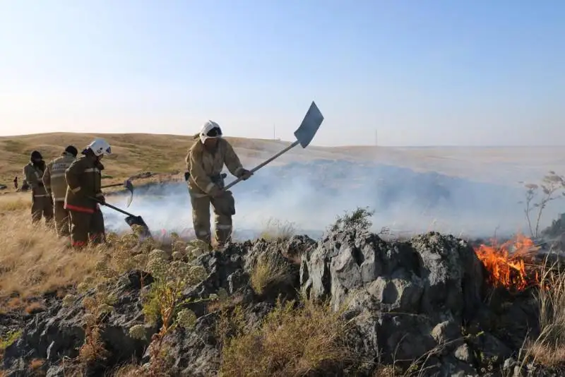 60 гектаров сухостоя сгорело в степях Карагандинской области