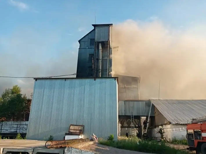 Склады загорелись на хлебоприемном предприятии в СКО