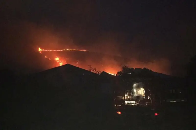 Сухостой горит близ Алматы