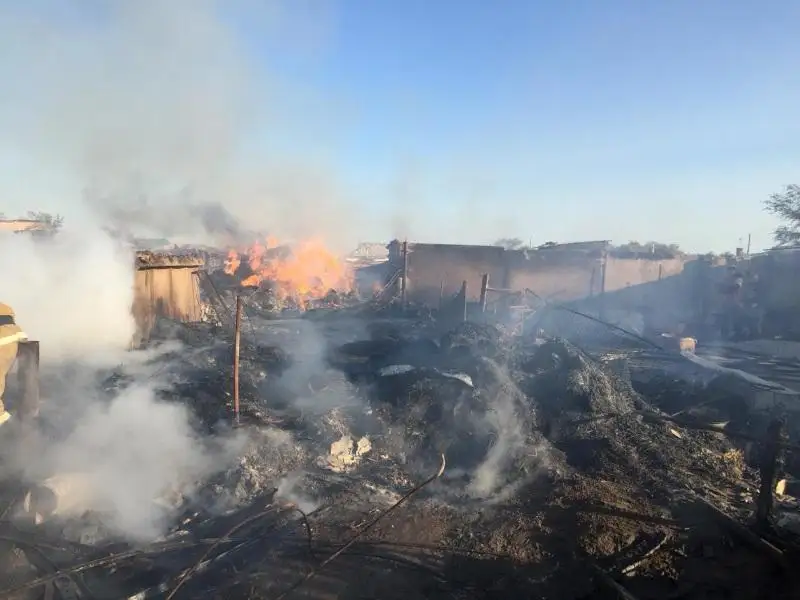 Сараи в шести дворах сгорели в селе Кызылординской области