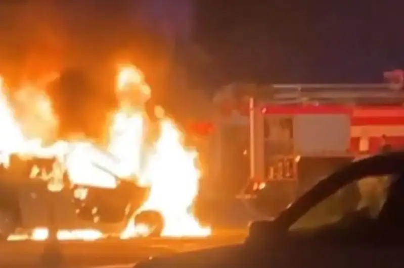 Легковой автомобиль сгорел на дороге в Алматы