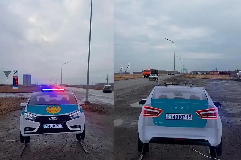 Патрульные машины из пластика установили на трассе в СКО