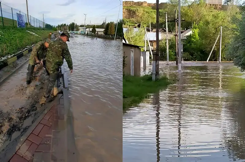 Повреждены два газопровода и подтоплены дома из-за перелива воды в реке в Туркестанской области