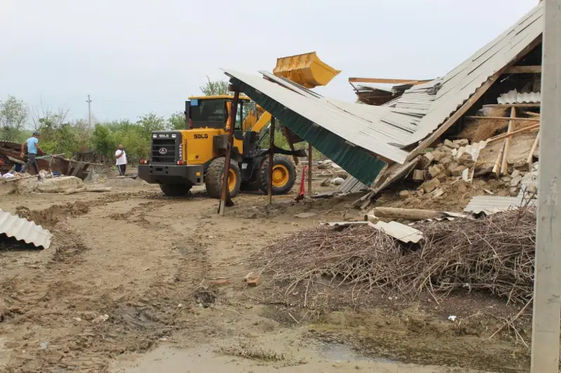 Санитарные работы проводятся в пострадавших от подтопления пяти селах Мактааральского района