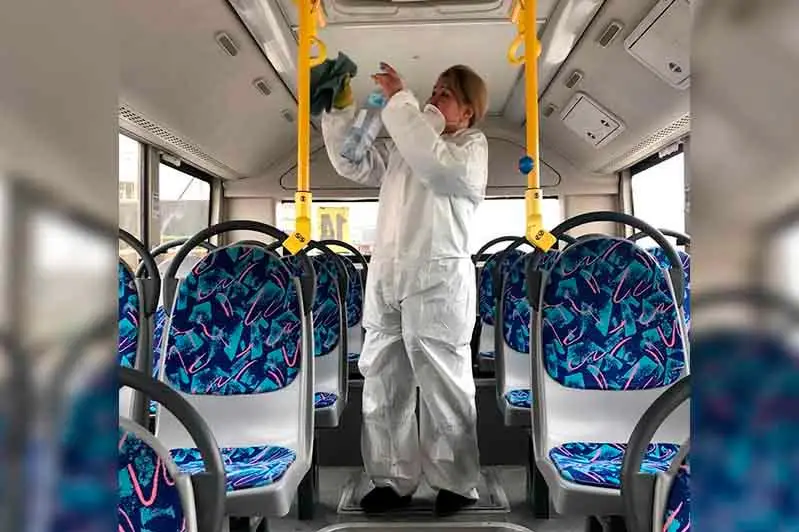 В Атырау проводят дезинфекцию в общественном транспорте