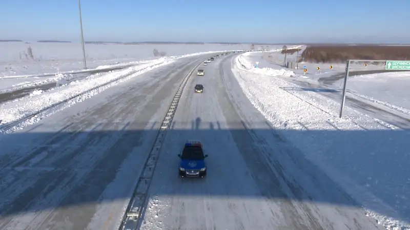 Колонну из 514 машин в Нур-Султан сопроводили акмолинские полицейские