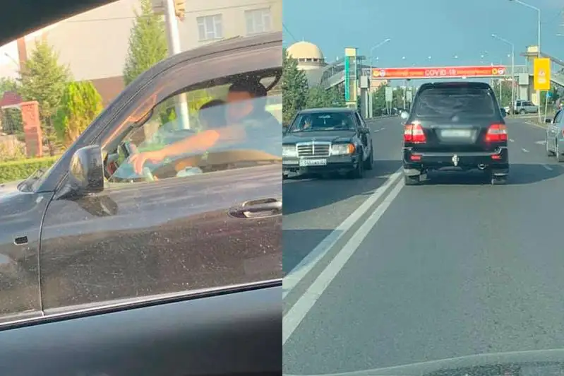 Водитель с телефоном и детьми на переднем сидении наказан в Алматы