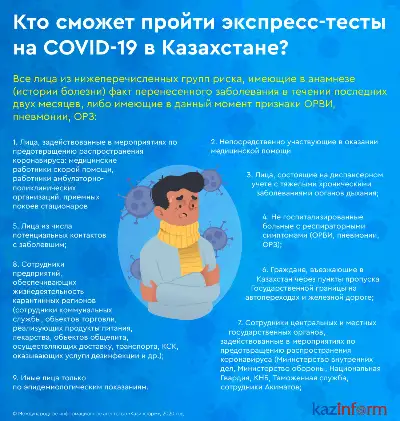 Кто сможет пройти экспресс-тесты на COVID-19 в Казахстане