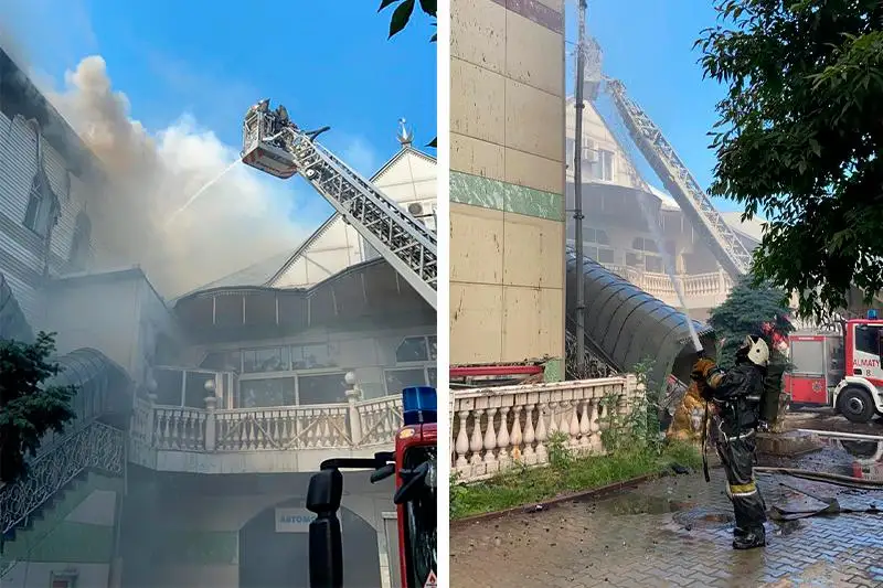 Гостиничный комплекс горит в Алматы