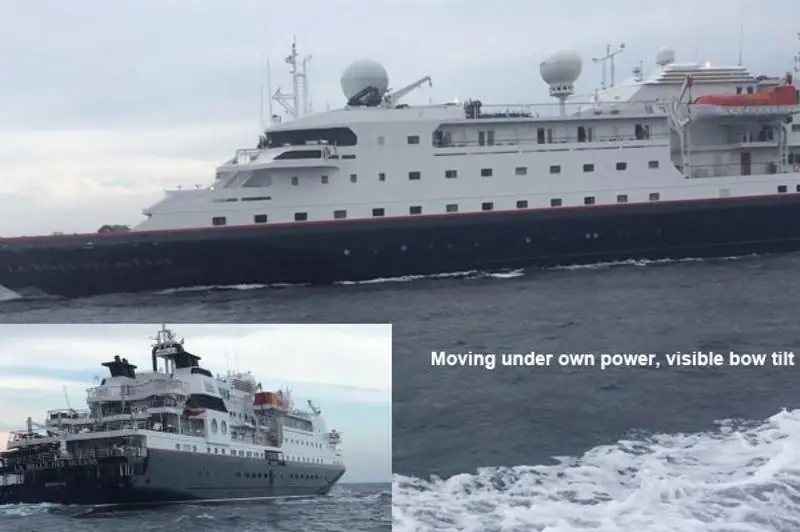 Французский круизный лайнер получил пробоину, напоровшись на скалы