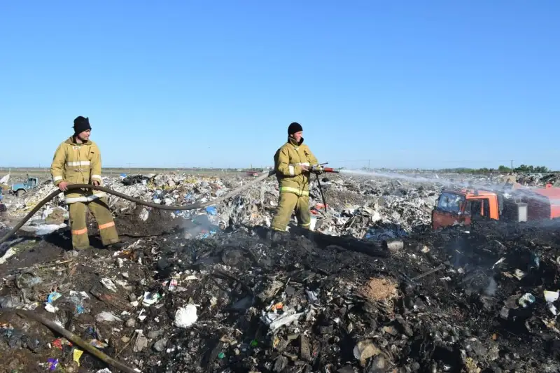 Полигон ТБО горел близ Кокшетау