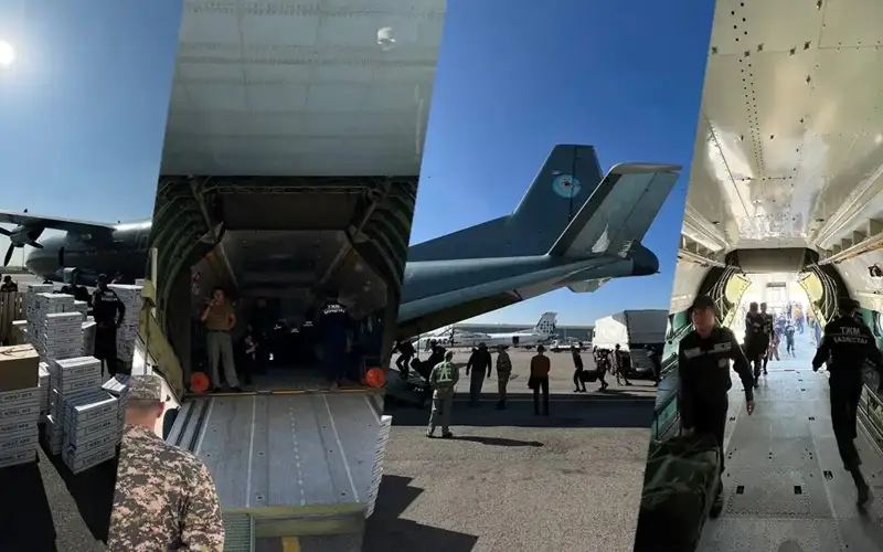 Афғонистонга гуманитар ёрдам олиб келинаётган махсус рейс Алматига етиб борди 