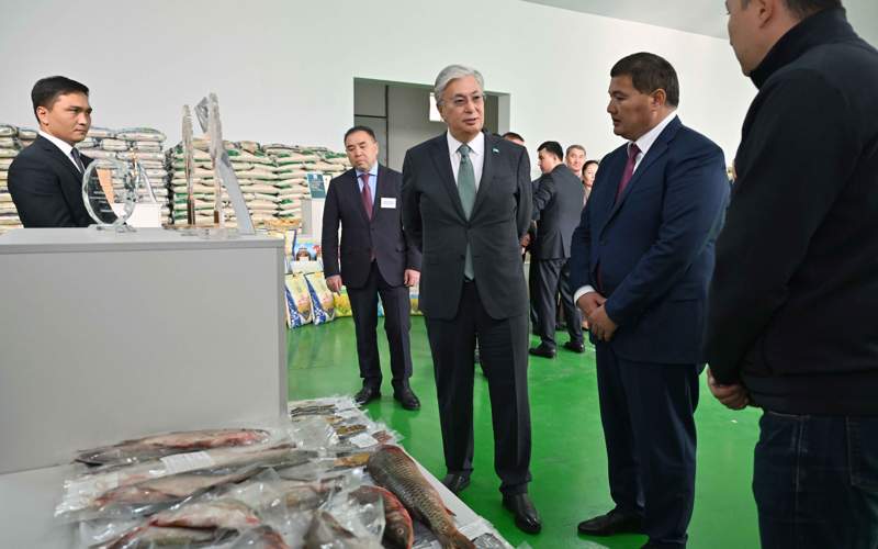 Касым-Жомарт Токаев ознакомился с работой рисового завода «Алтын Орда» президент