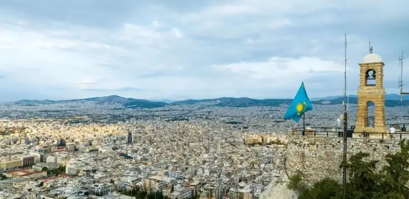 Kazakhstan’s flag flied over Athens