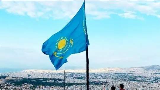 Kazakhstan’s flag flied over Athens