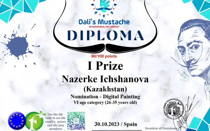 Қозоғистонлик рассом Испанияда ўтказилган халқаро танловнинг биринчи совринини қўлга киритди