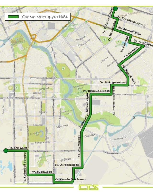 схема маршрута автобуса №84