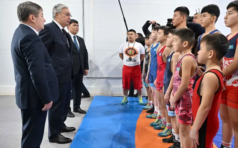 Kassym-Jomart Tokayev visits sports centre in village in Aktobe region