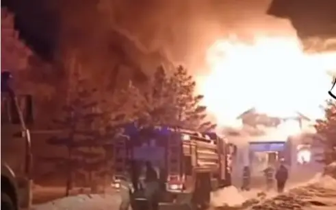 Building of rural akimat burnt down in N Kazakhstan region