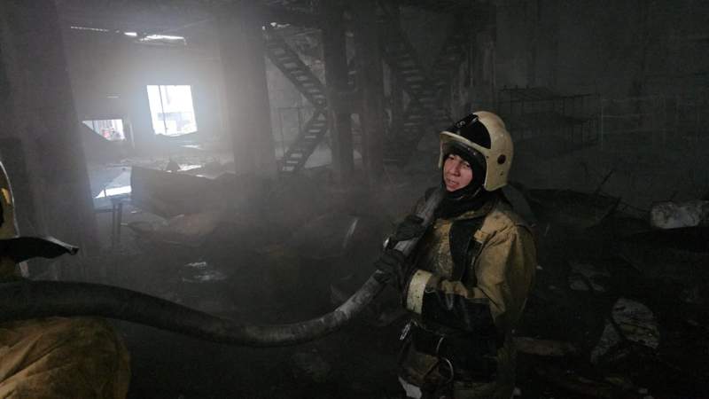 Пожар на складе в Алматы