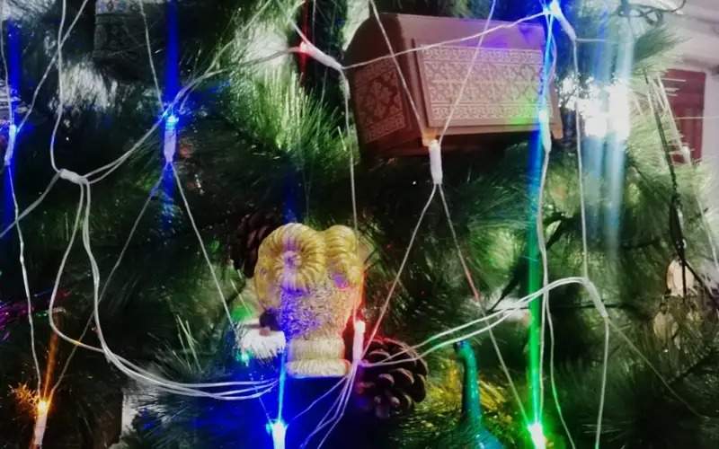 Assyks, shashbau and chests – artist in Shymkent decorates New Year tree in ethnic style Assyks, shashbau and chests – artist in Shymkent decorates New Year tree in ethnic style