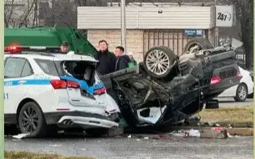 Алматыда патрульдік көлік жол апатына ұшырады 
