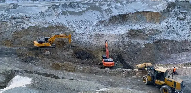 Rescuers find extra tire of bus buried in JSC Maikainzoloto's collapsed gold mine