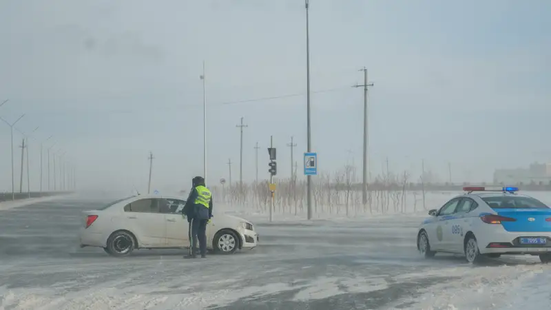 Снежная метель и штормовой ветер пришли в Астану
