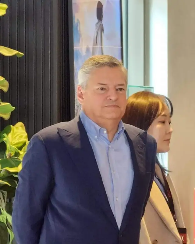 Netflix co-CEO Ted Sarandos attends a meet-and-greet event with the media in Seoul on Feb. 16, 2024.
